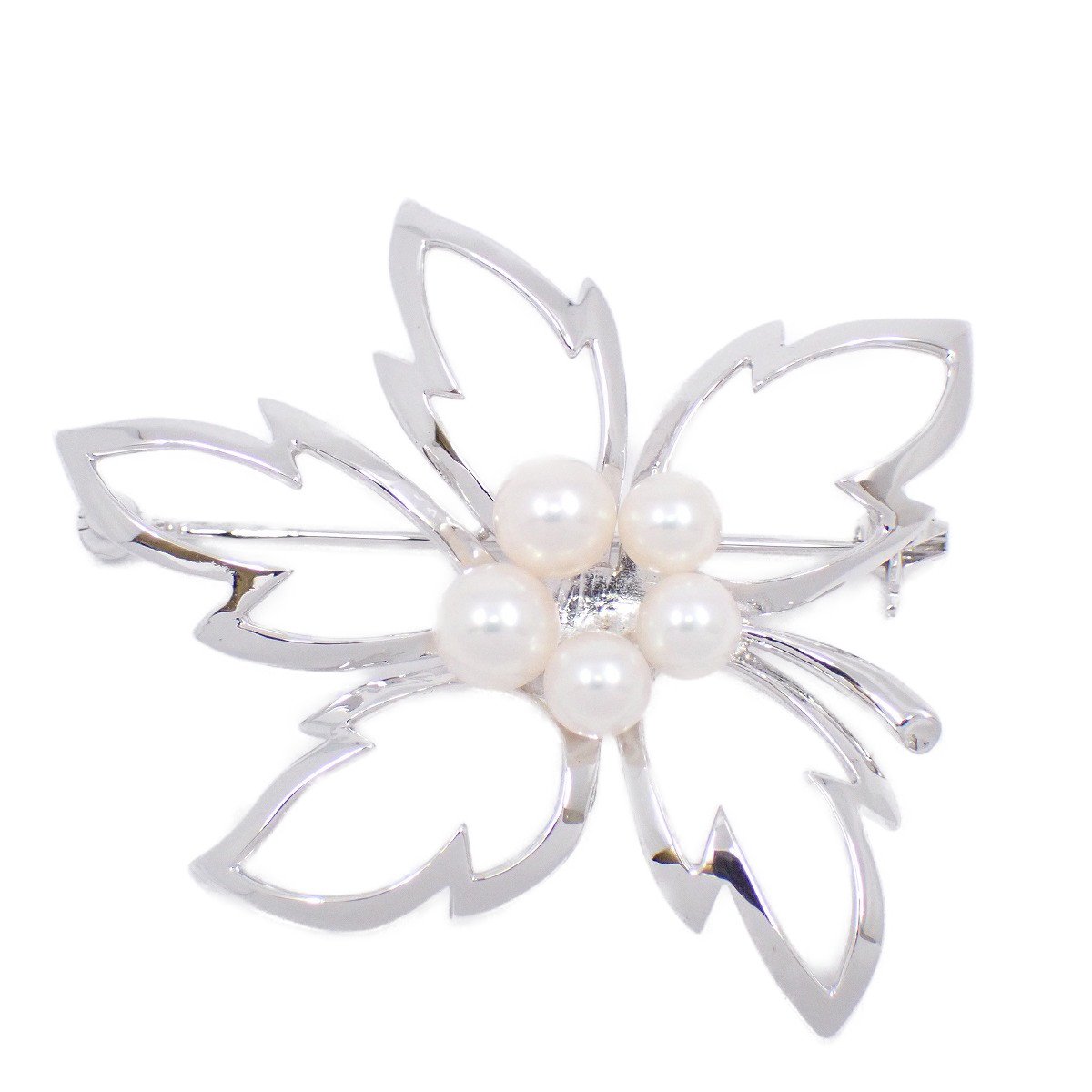 【中古】MIKIMOTO ミキモト 紅葉モチーフ リーフ ブローチ シルバー/パール5粒【いおき質店】...
