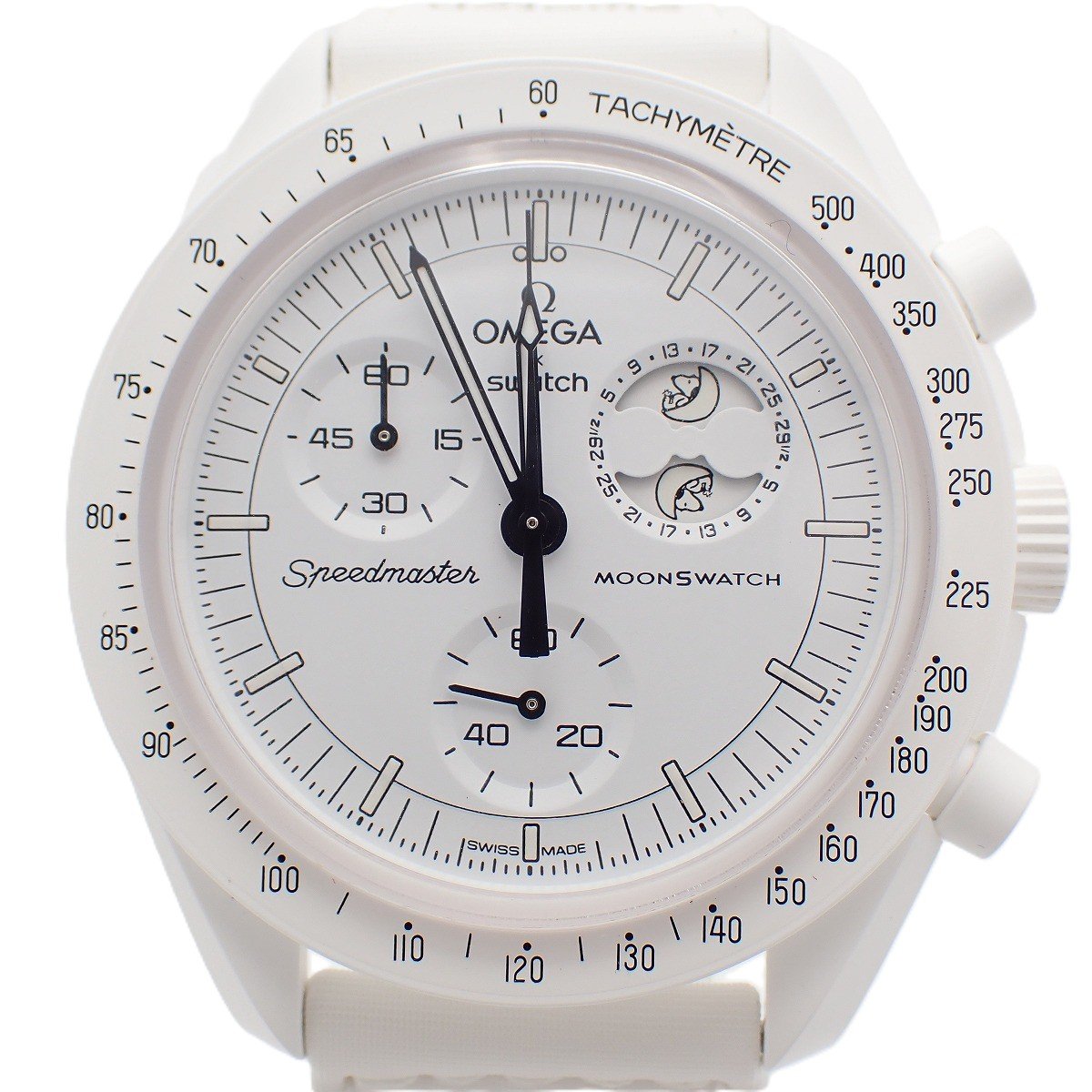 【中古】【美品】スウォッチ OMEGA × Swatch ミッション トゥ ザ ムーンフェイズ フルムーン スヌーピー クォーツ 腕時計 SO33W700【いおき質店】