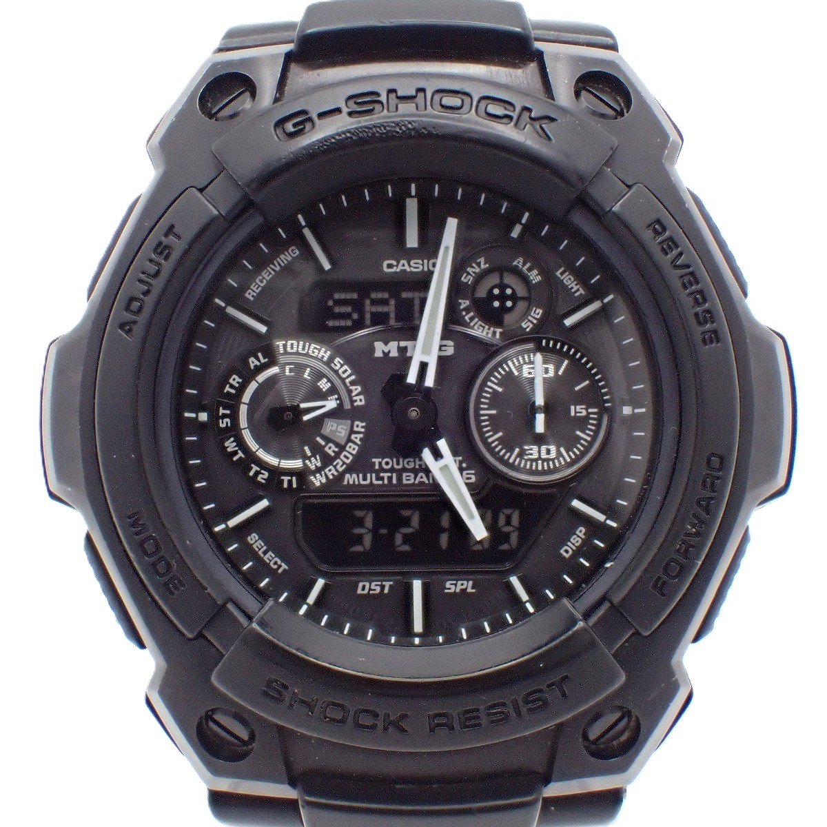 【中古】カシオ G-SHOCK MT-G ソーラー電波 メンズ 腕時計 オールブラック アナデジモデ ...