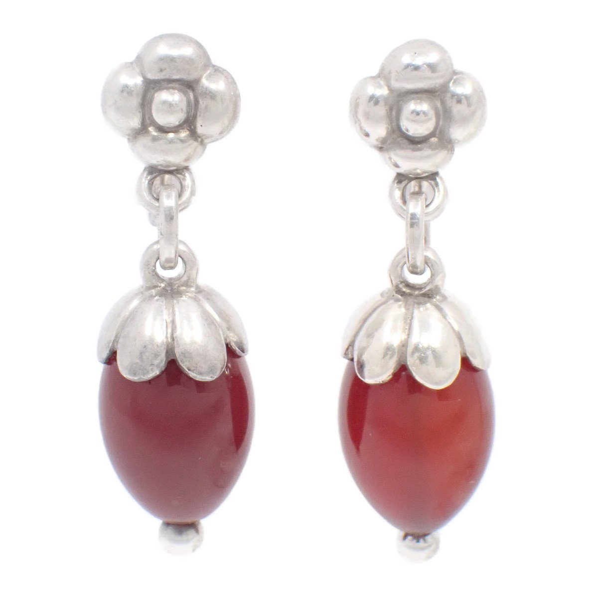 Rakuten - 【中古】GEORG JENSEN ジョージジェンセン 4 どんぐりモチーフ イヤリング シルバー925/カーネリアン【いおき質店】