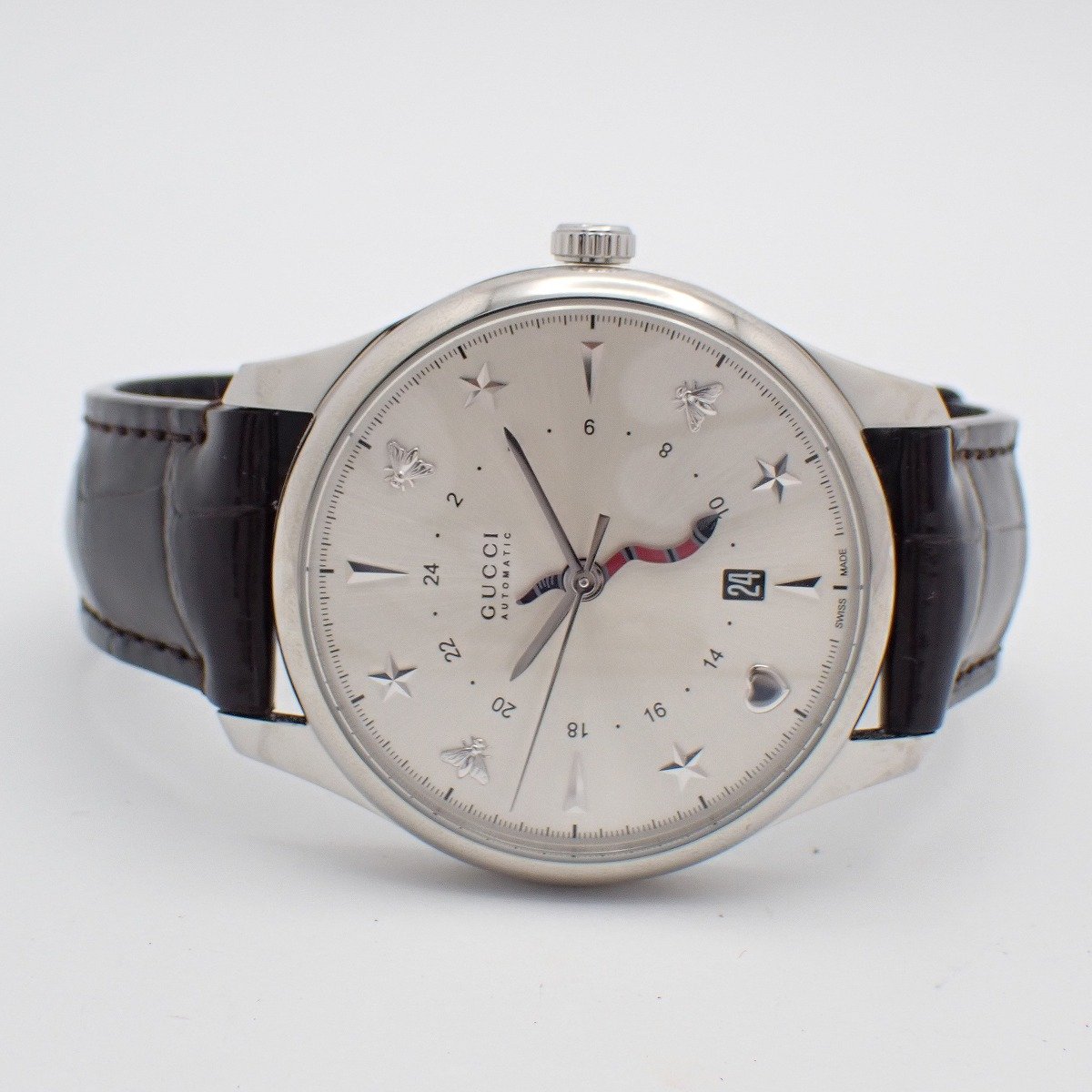 中古 美品 グッチ 126.3 Gタイムレス GMT 自動巻き メンズ 腕時計 シルバー文字盤 純正革ベルト YA126332 ioki-shop1-10033850 いおき質店 楽天市場店 サンプル画像2