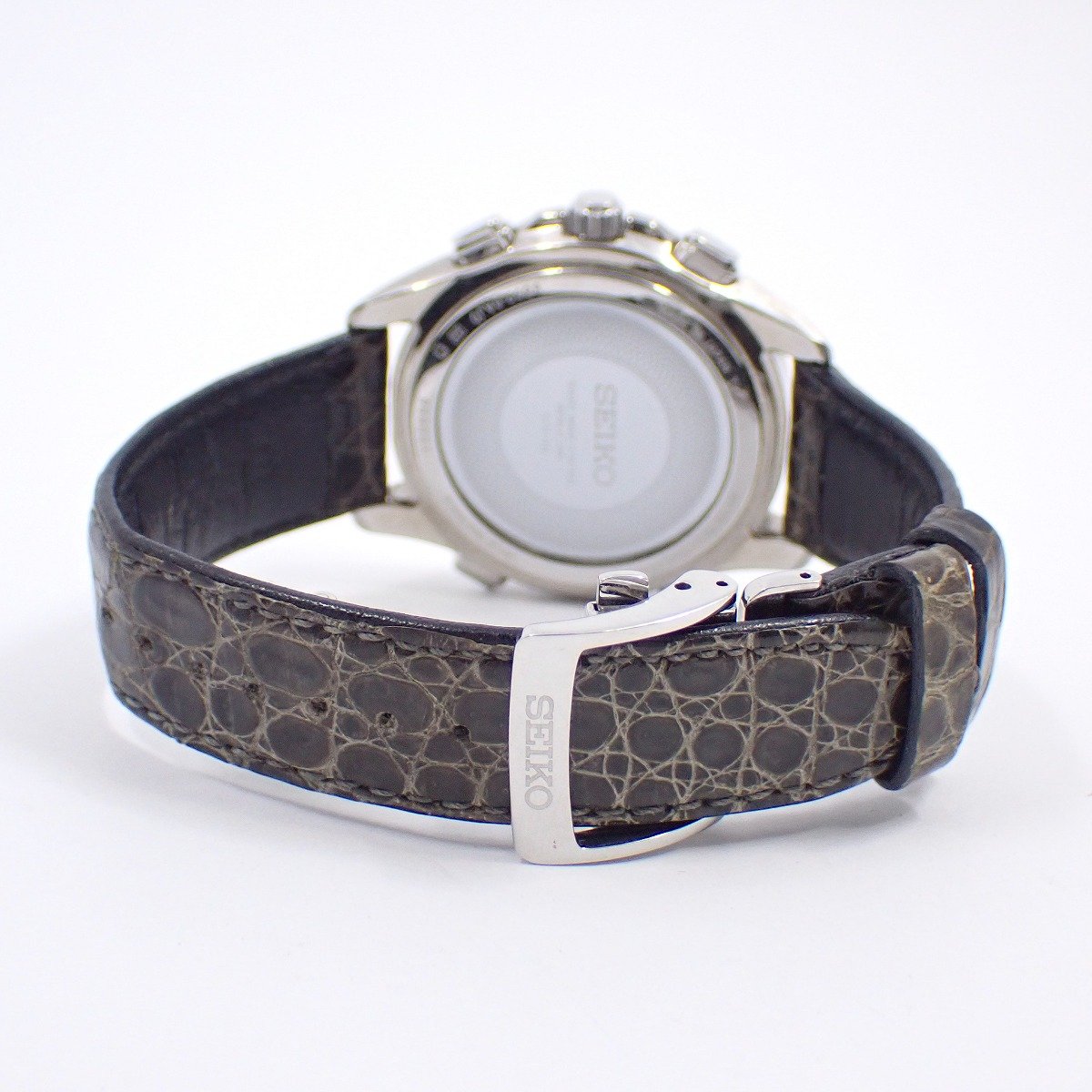 【中古】SEIKO セイコー ドルチェ ソーラー電波 クロノグラフ メンズ 腕時計 白文字盤 純正革ベルト SADA039 / 8B92-0AJ0【いおき質店】