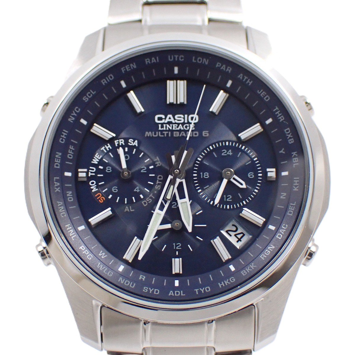 【中古】【美品】カシオ リニエージ ソーラー電波 メンズ 腕時計 青文字盤 純正SSベルト LIW-M610D-2AJF【いおき質店】