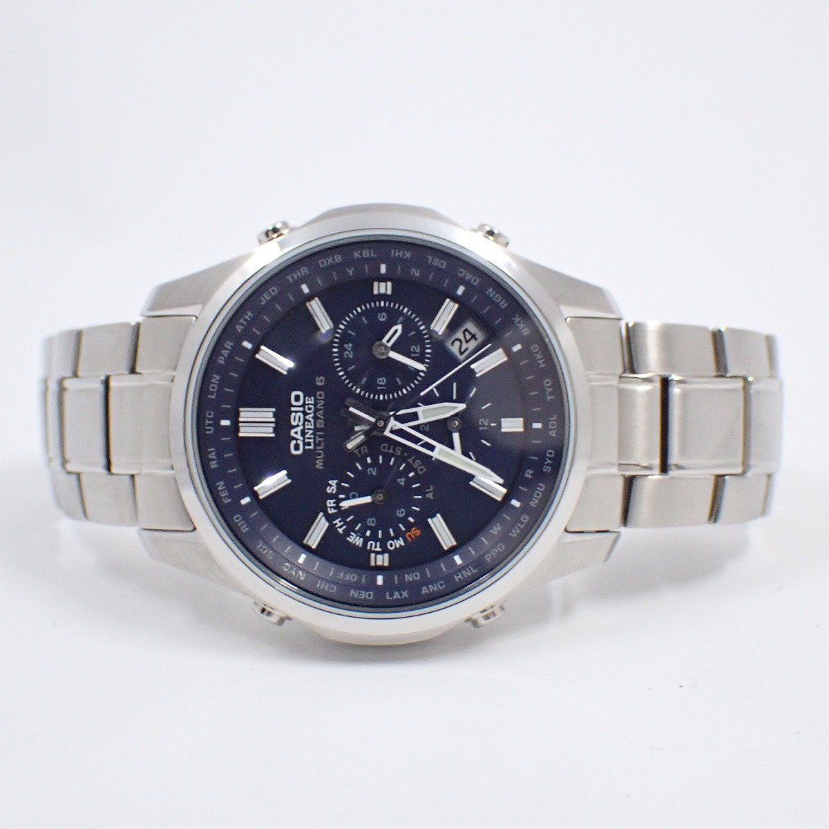 【中古】【美品】カシオ リニエージ ソーラー電波 メンズ 腕時計 青文字盤 純正SSベルト LIW-M610D-2AJF【いおき質店】