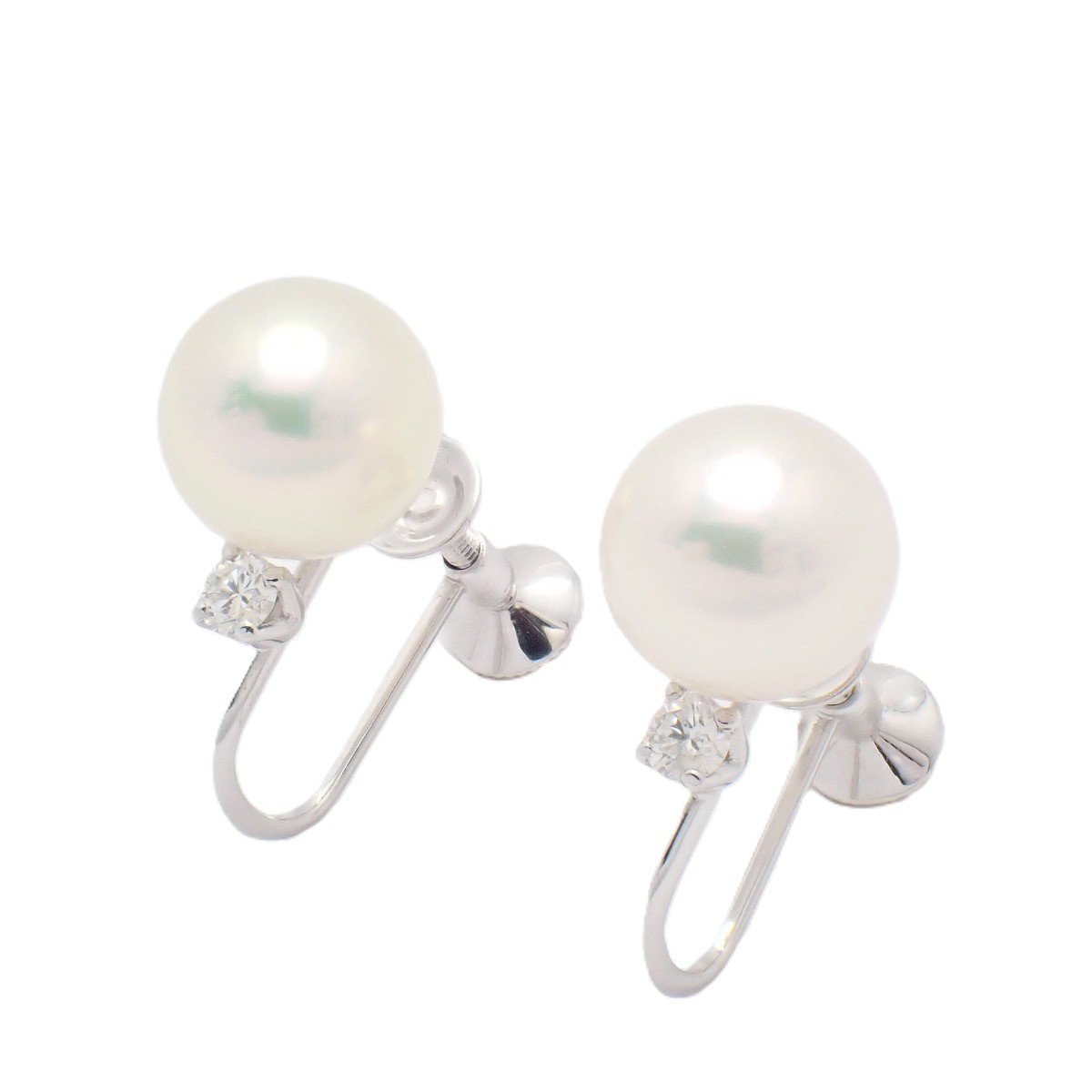 【中古】MIKIMOTO ミキモト イヤリング K18WG/ダイヤモンド/パール【いおき質店】