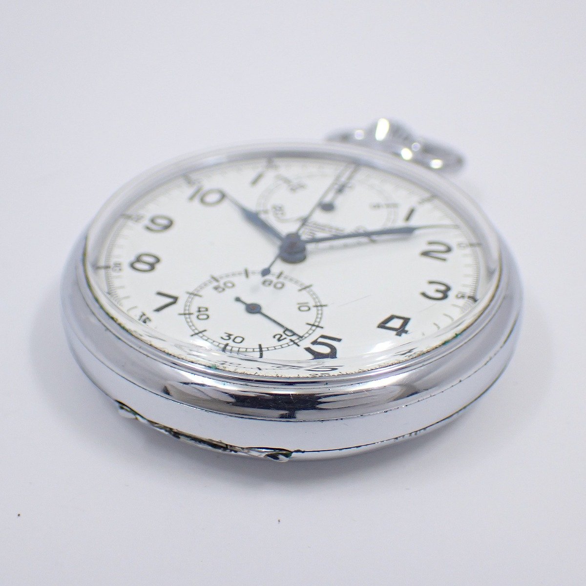 【中古】MINERVA ミネルバ 懐中時計 手巻き ワンプッシュクロノグラフ 白文字盤【いおき質店】