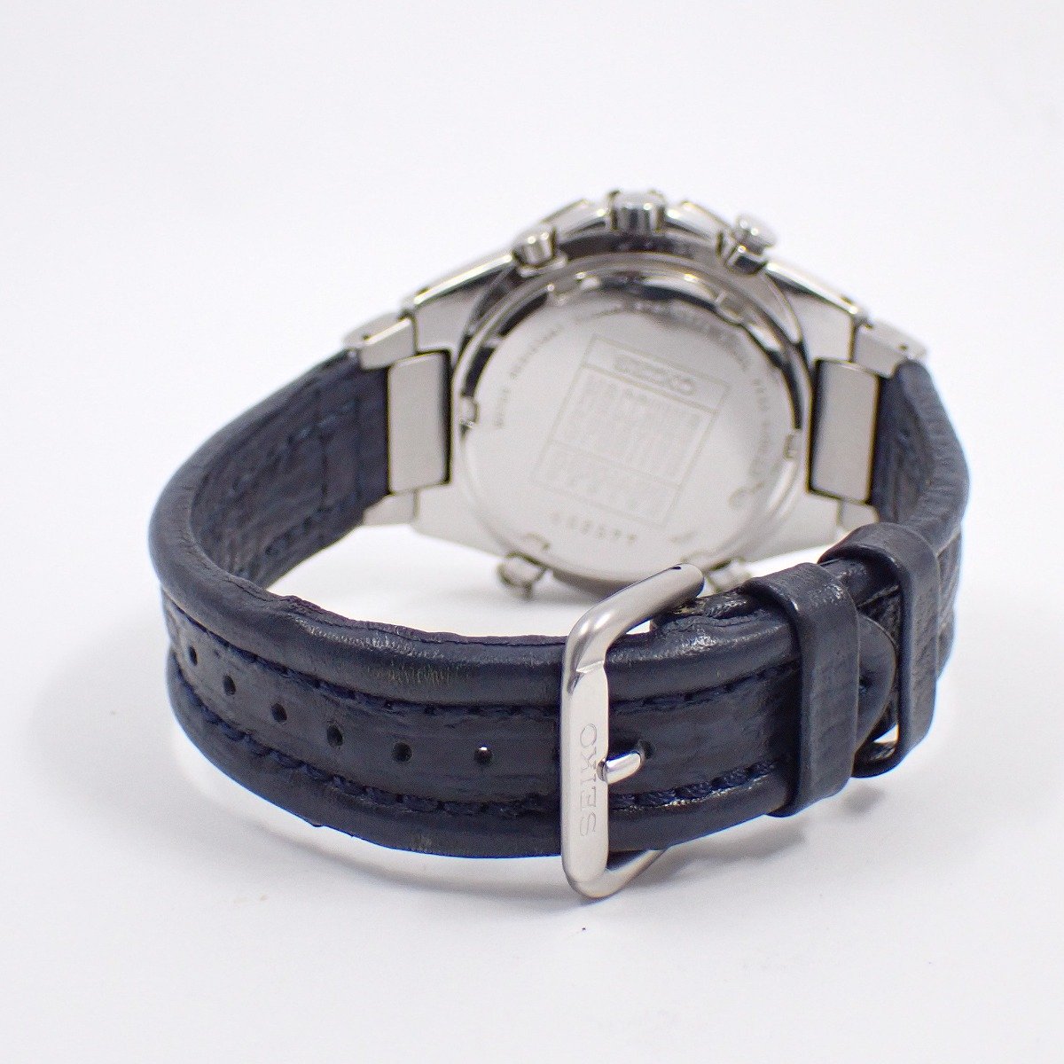 【中古】SEIKO セイコー マッキナ・スポルティーバ クロノグラフ アラーム クォーツ メンズ 腕時計 青文字盤 純正革ベルト 7T32-6J00【いおき質店】