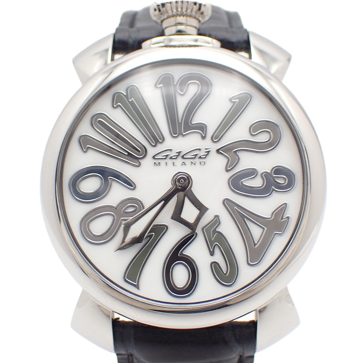 【中古】ガガミラノ マニュアーレ40 クォーツ レディース 腕時計 シェル文字盤 純正革ベルト 5020【いおき質店】管理2