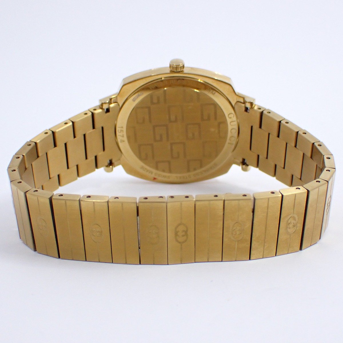 【中古】【美品】グッチ 157.4 グリップ クォーツ ボーイズ 腕時計 ゴールドGP ディスク針 純正SSベルト【いおき質店】