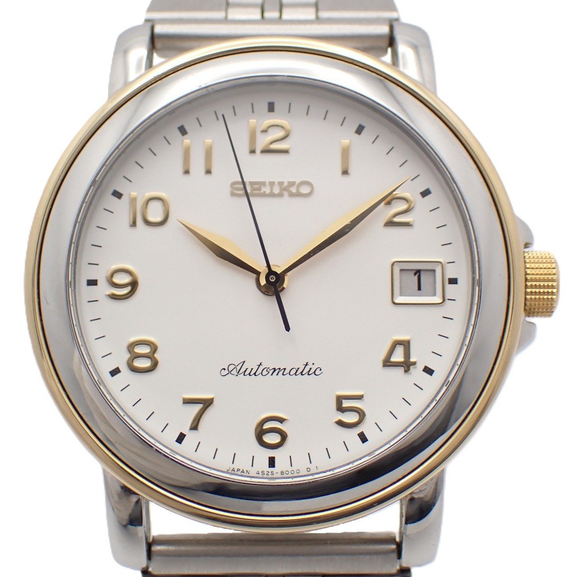 Rakuten - 【中古】SEIKO セイコー メカニカル 自動巻き メンズ 腕時計 コンビ 白文字盤 社外ベルト SCVJ003 / 4S25-8000【いおき質店】