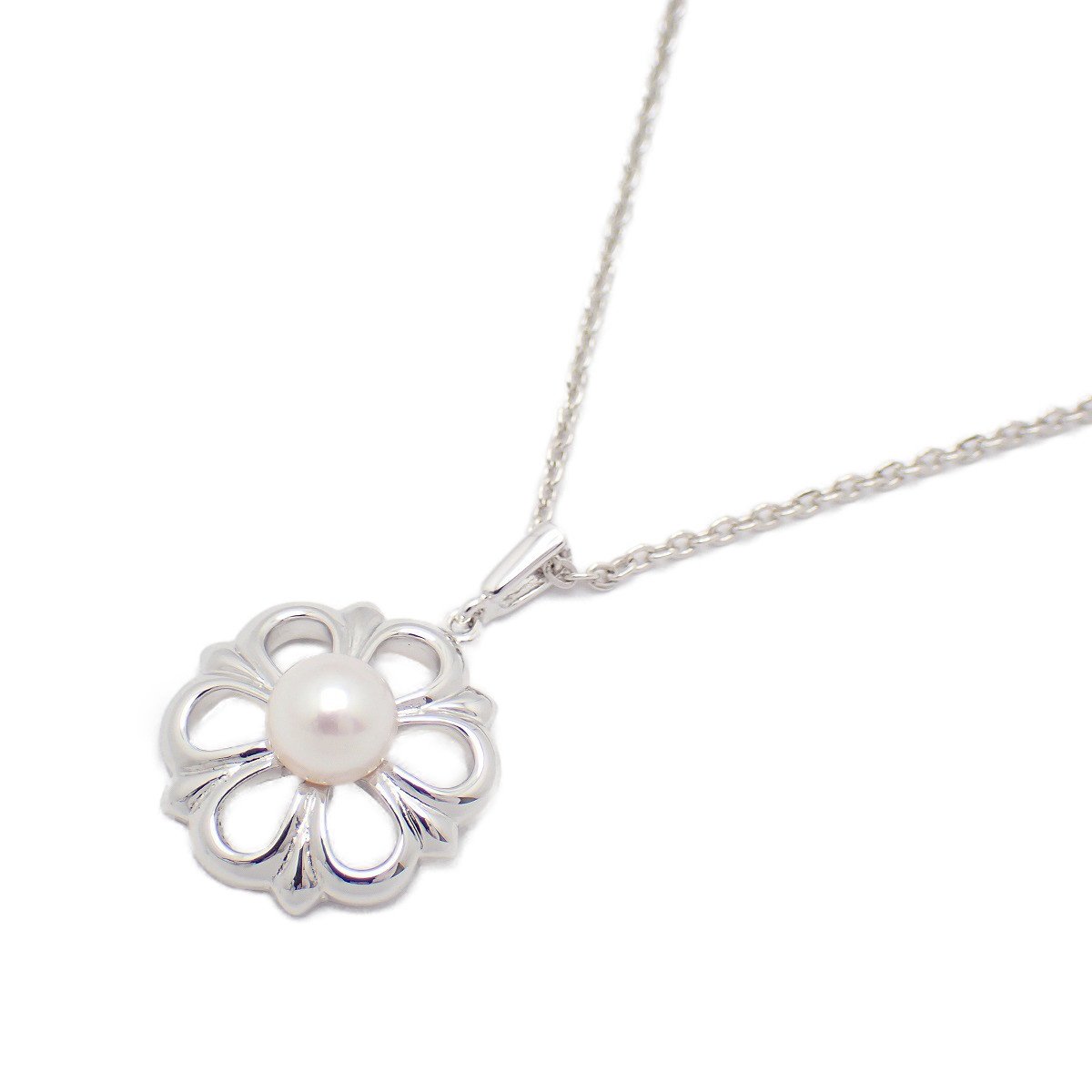 Rakuten - 【中古】【美品】MIKIMOTO ミキモト フラワー ネックレス シルバー/パール【いおき質店】