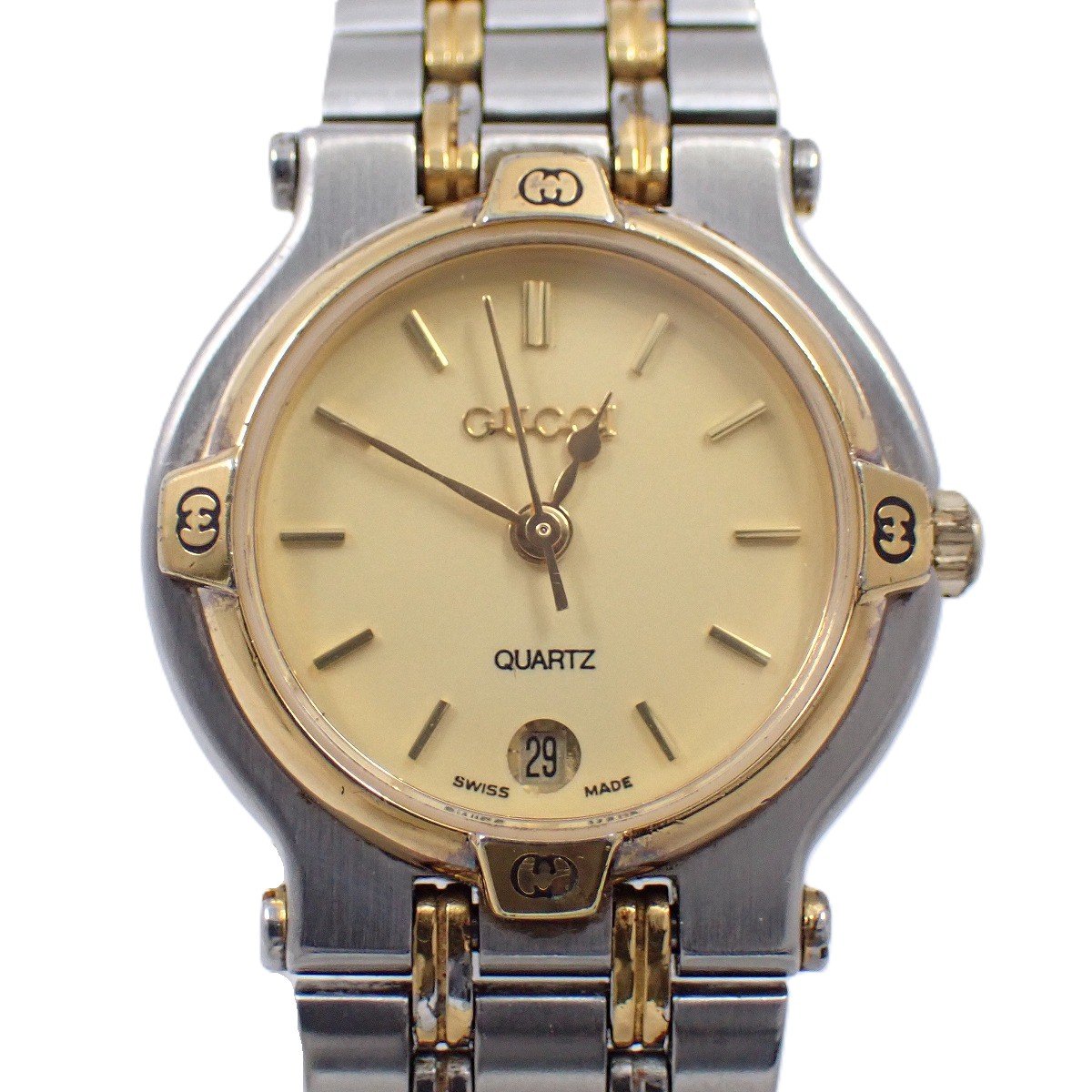 【中古】グッチ 9000L クォーツ レディース 腕時計 コンビ ゴールド文字盤 純正SSベルト【いおき質店】...
