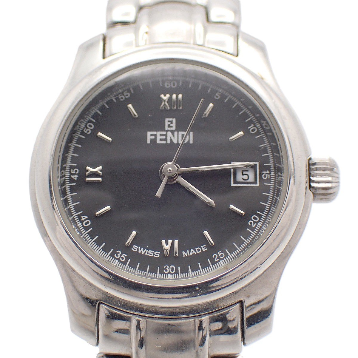 Rakuten - 【中古】フェンディ 210L クォーツ レディース 腕時計 黒文字盤 純正SSベルト【いおき質店】