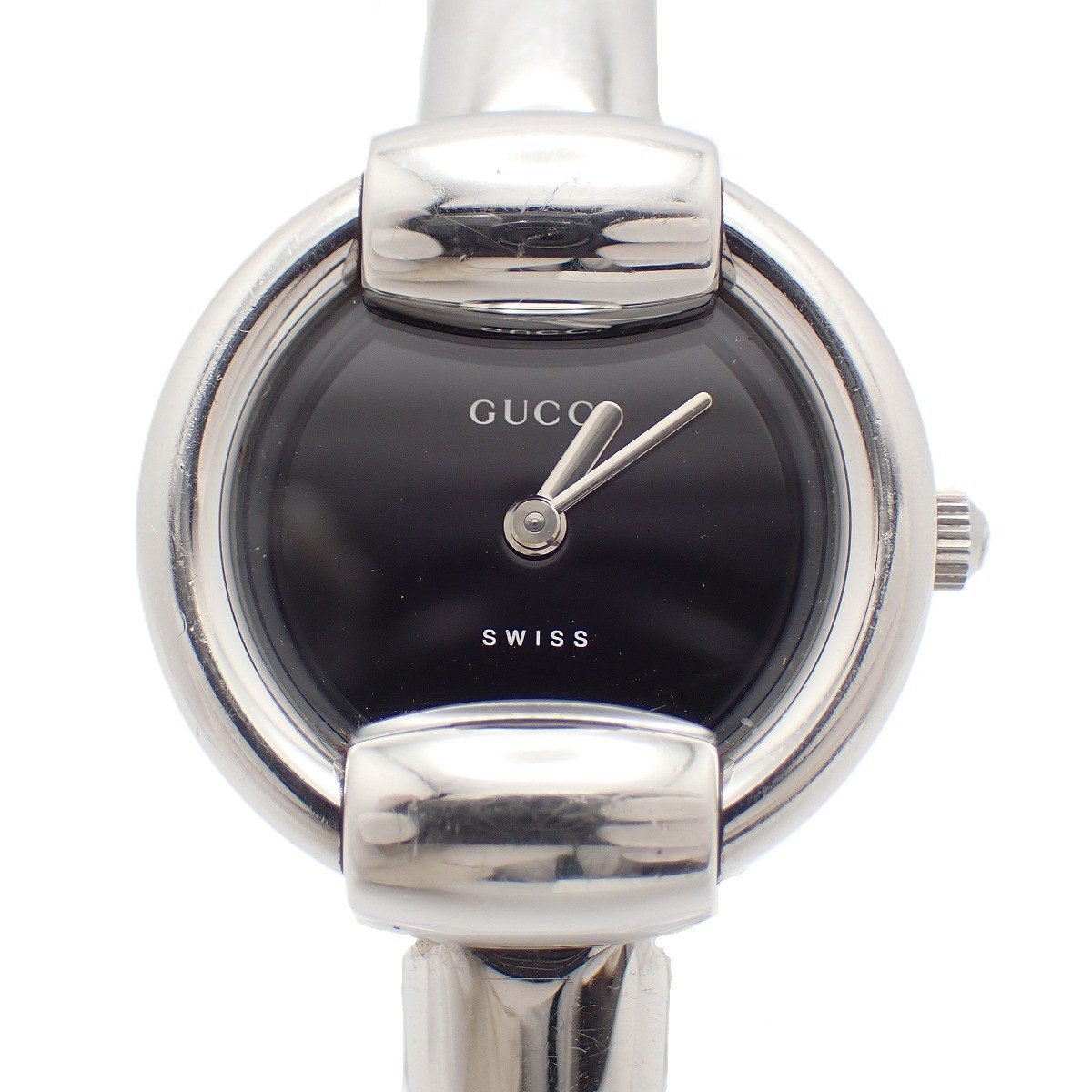 519 稼動 GUCCI 時計 レディース 1400L バングル ブラック文字盤 519