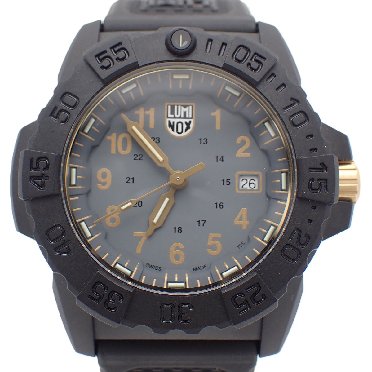 【中古】LUMINOX ルミノックス ネイビーシールズ 3500シリーズ クォーツ メンズ 腕時計 グレー文字盤 純正ラバーベルト 3508 GOLD【いおき質店】