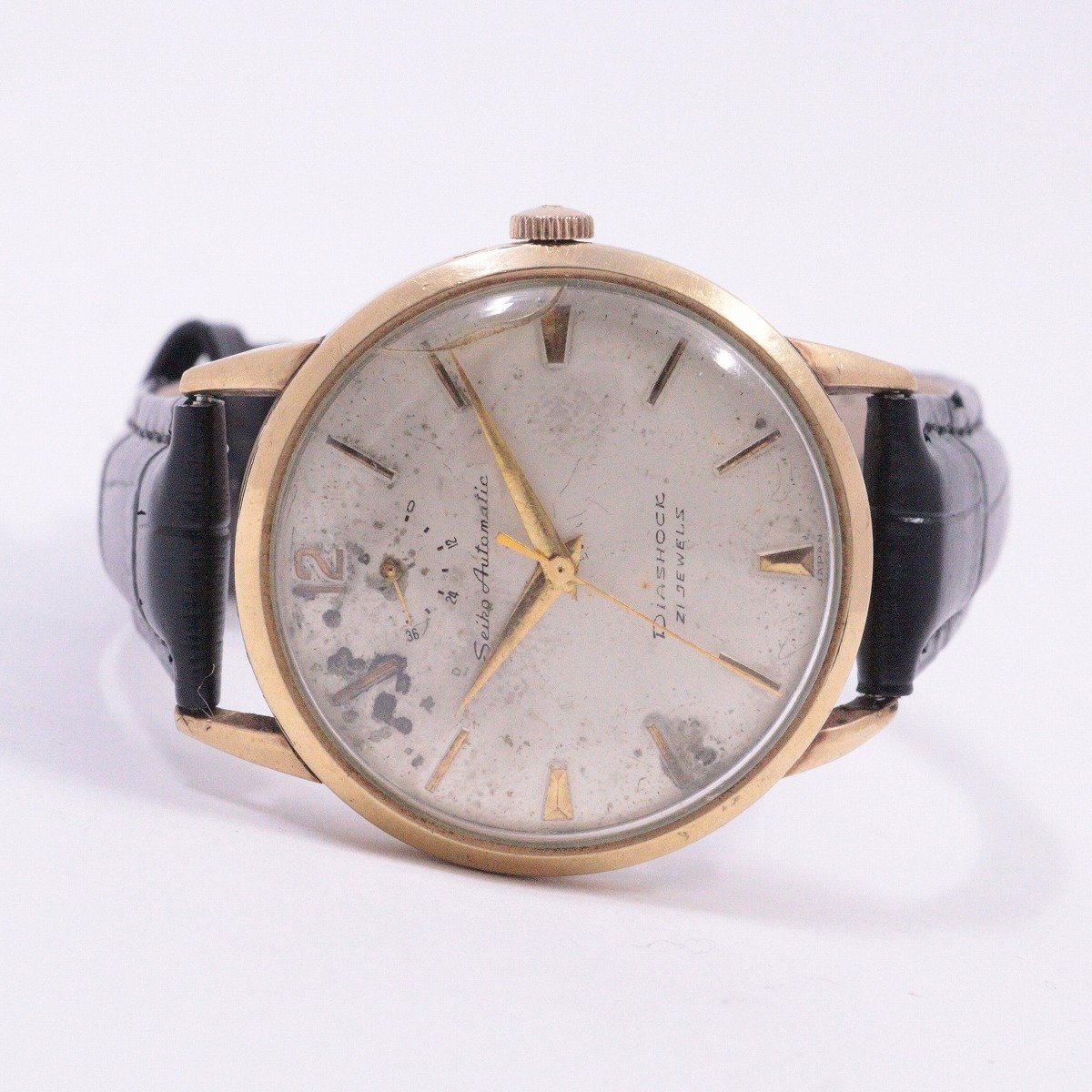 【中古】SEIKO セイコー アンティーク オートマチック インジケーター 自動巻き メンズ 腕時計 社外ベルト J14003【いおき質店】