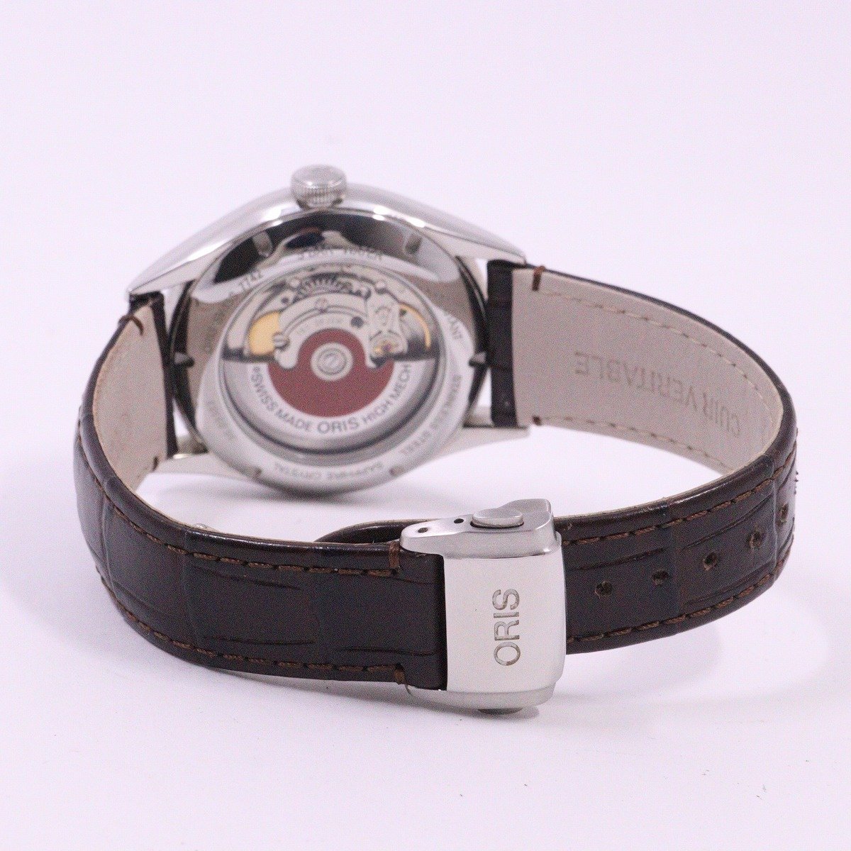 【中古】オリス アートリエ デイデイト 自動巻き メンズ 腕時計 グレー文字盤 純正革ベルト 01 755 7742 4053-07 5 21 65FC【いおき質店】