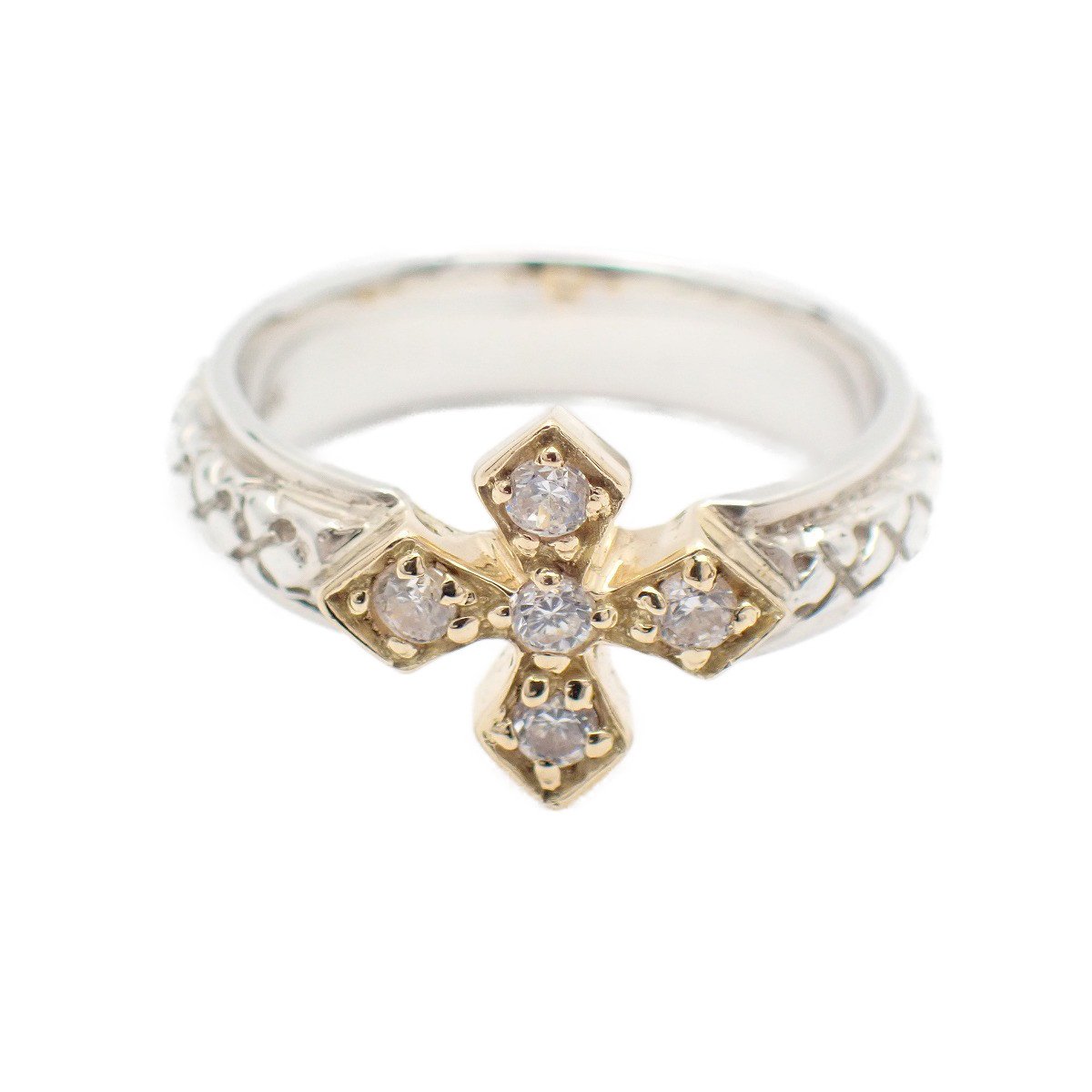 Rakuten - 【中古】Loree Rodkin ローリーロドキン BRAIDED BAND LARGE PRINCESS CROSS リング 指輪 K18/シルバー925/ジルコニア 10号【いおき質店】