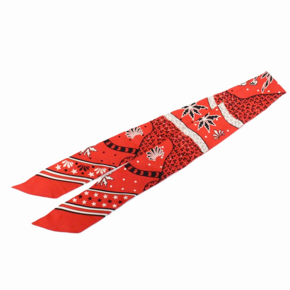 【中古】HERMES エルメス ツイリー レオパード・バンダナ レッド系 シルク100％【いおき質店】