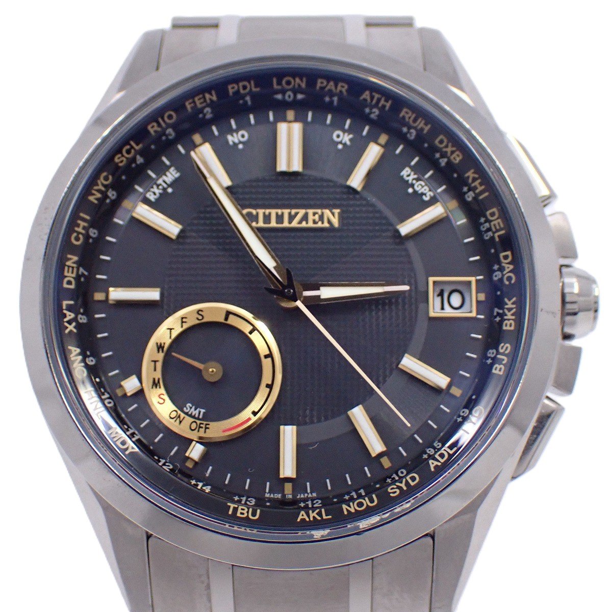 【中古】シチズン アテッサ エコドライブ サテライトウェーブ GPS衛星電波 F150 STAYGOLD限定 メンズ 腕時計 チタン CC3010-51