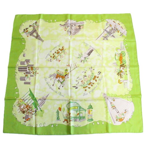 【中古】HERMES エルメス カレ 90 スカーフ Les triples de Paris いたずら三つ子 シルク100% グリーン系【いおき質店】 【中古】HERMES エルメス カレ 90 スカーフ Les triples de Paris いたずら三つ子 シルク100% グリーン系【いおき質店】