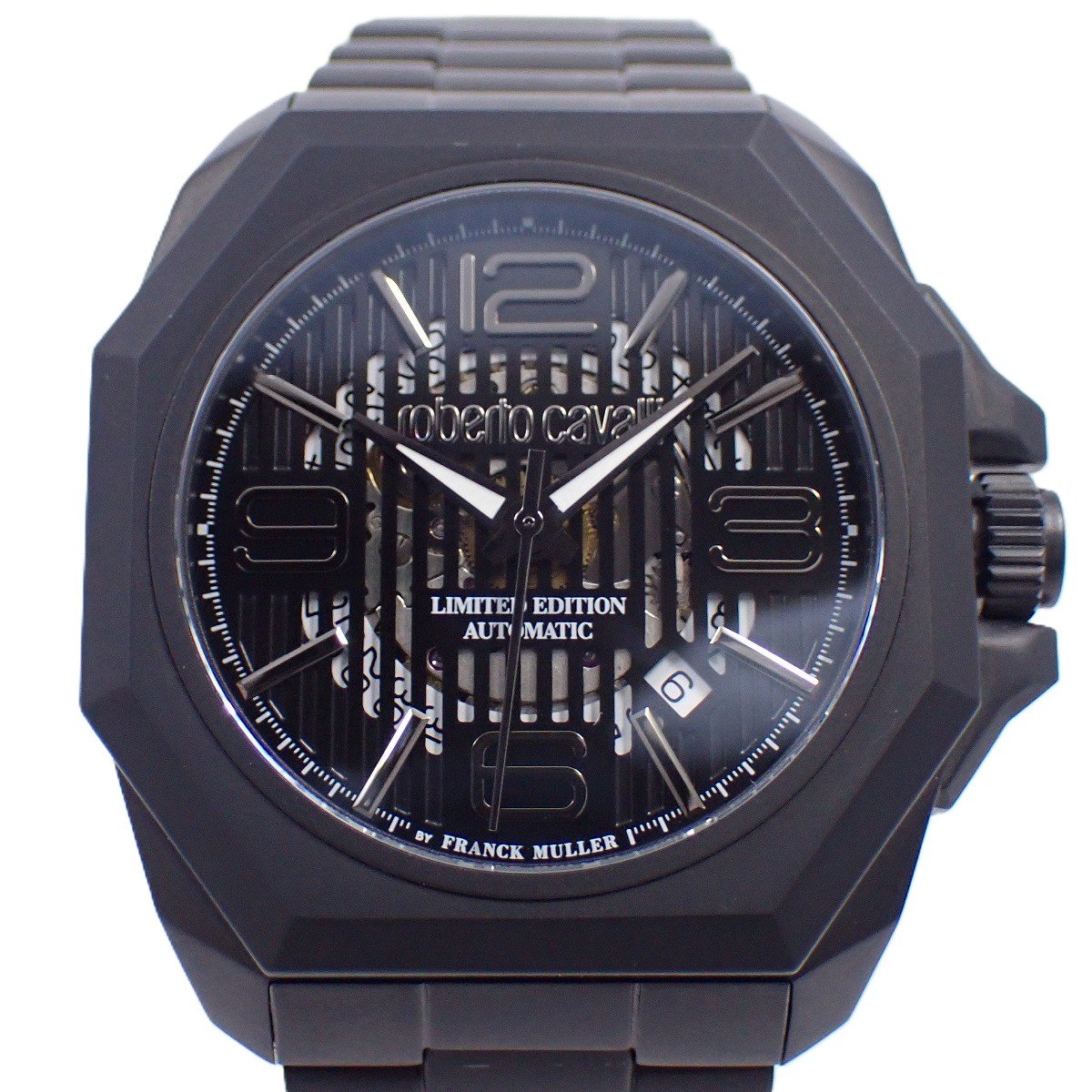 【中古】ロベルトカヴァリ by フランクミュラー 500本限定 自動巻き メンズ 腕時計 ブラック RV1G077M0..