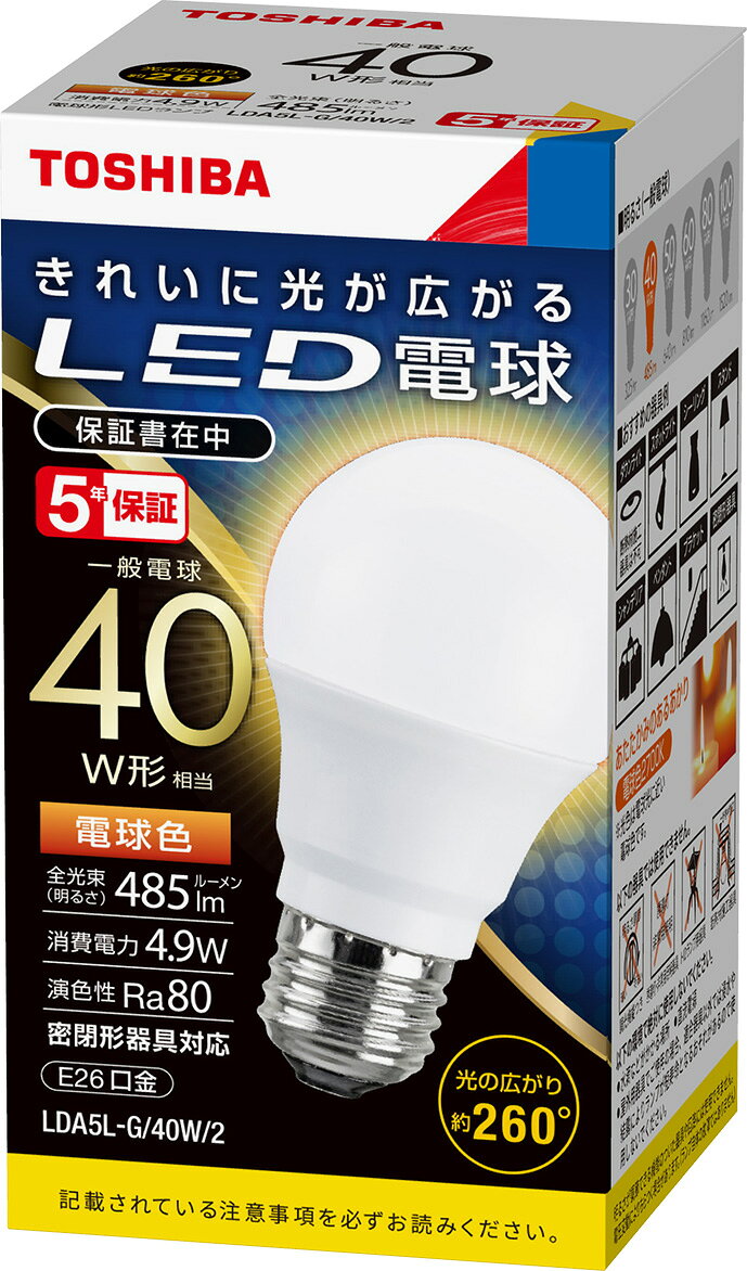 楽天市場】東芝led電球 lda6l－g／40wの通販