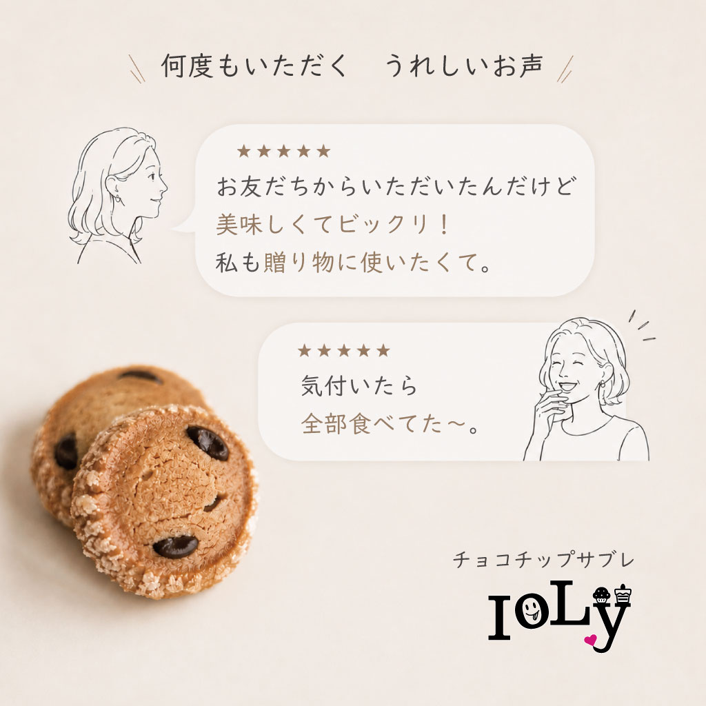 チョコチップサブレ 無添加スイーツ IoLy イオリー お試し 自宅用 15枚 送料無料 ioly-10000001 IoLy サンプル画像3