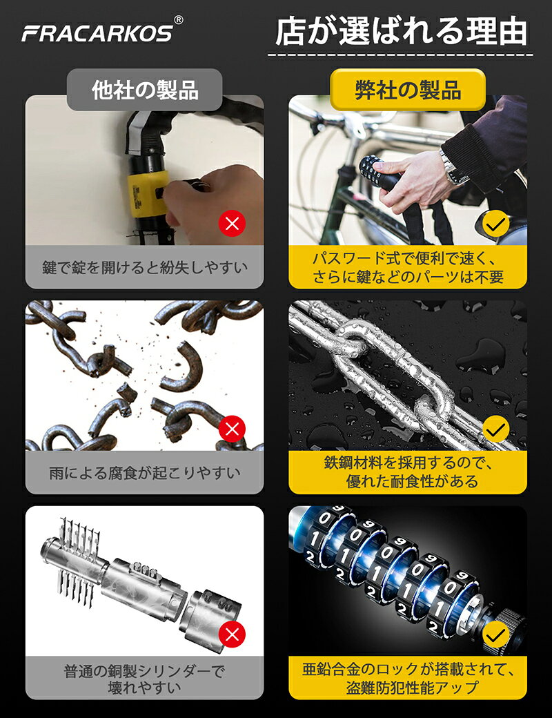 チェーンロック 自転車 鍵 チェーンロック スチールロック 自転車鍵 自転車チェーン カギ ダイヤルロック チェーン ワイヤーロック 5桁 ダイヤル式 カギ不要 自転車 バイク用 ロック ブラック 約97.5cm 進化版 高品質 盗難防止 ブラケット付 かぎポスト用 ioroi-10000402 五百蔵商店 サンプル画像2