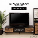 【各種クーポンあり☆最大10 off 】 テレビ台 150cm ローボード スパイダーマン マーベル テレビボード 国産 日本製 ブラック ヴィンテージ調 リビング収納 引き出し フラップ扉 TVボード TV台 おしゃれ 木製 スチール脚 MARVEL SPIDER MAN 家具