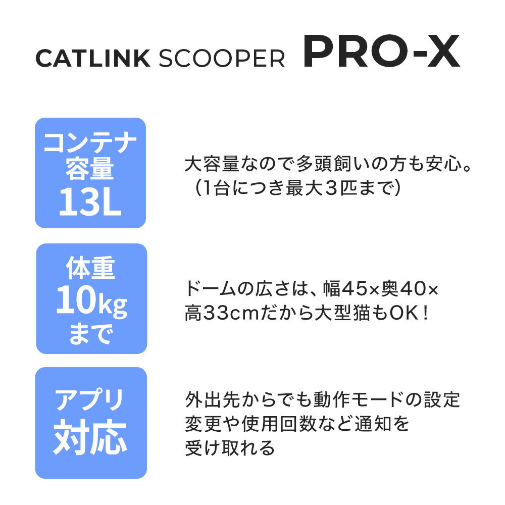 【期間限定クーポン配布中～5/30】【猫砂2袋プレゼント中!!】 [自動猫トイレ CATLINK SCOOPER PRO-X 本体] 猫 ねこ ネコ 自動ネコトイレ 自動トイレ 猫トイレ 大きめ 自動 フルカバー シニア キャットリンク スマホ スマートフォン おすすめ おしゃれ アプリ 2