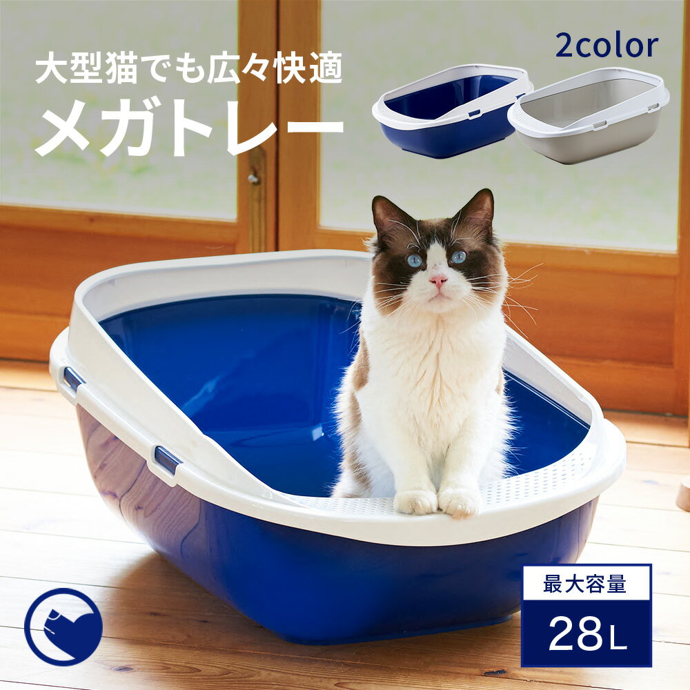 【全店10％OFFクーポン】猫用トイレ　オープンタイプ　猫用トイレ本体　ワイド　ハーフカバー　スコップ付き　猫砂飛び散り防止　抗菌防臭　コンパクト　掃除簡単　水洗い可　お手入れ簡単　省スペース　ニャンとも清潔トイレ　グリーン　L