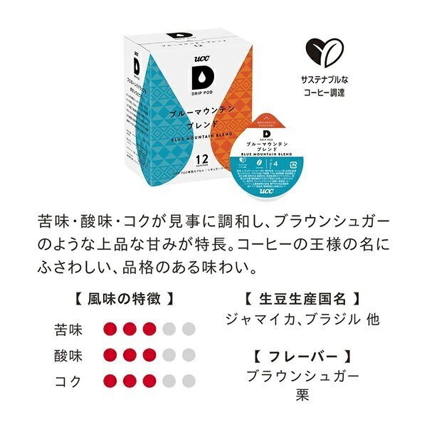 アイピースタイルのUCCドリップポッド　ブルーマウンテンブレンド　 お得な144杯分 ドリップポッド 12P×12箱（144個）まとめ買い｜アングル3