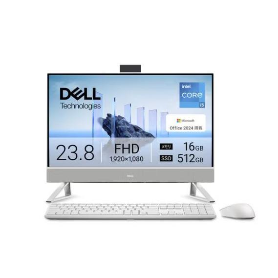 Rakuten - Dell 24 AD47-FNWHB 23.8インチ Core i5-1334U SSD512GB メモリ容量16GB Office 2024搭載 Windows 11 Home 外付けDVD±RWドライブ同梱 パールホワイト