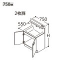 TOTO オクターブ 化粧台本体 間口750mm 2枚扉 水栓タイプF2 LDSFB075 洗面化粧台 洗面台