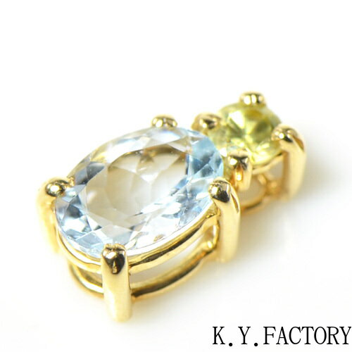 アクアマリン スフェーン ペンダント トップ K18イエローゴールド ルーチェ CC026-28 3月誕生石