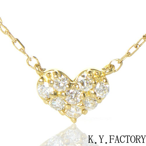 ダイヤモンド ペンダント ハートモチーフK18ゴールド YK-BK036CI（HA-3646）K18 YG WG PG 4月誕生石 パヴェ ネックレス