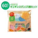 イロドリ キッチンスポンジ5種セット 60セット まとめ買い キッチン用品 掃除用品 消耗品 新生活 新築 引っ越し 御祝い 粗品 イベント 販売会 プレゼント...