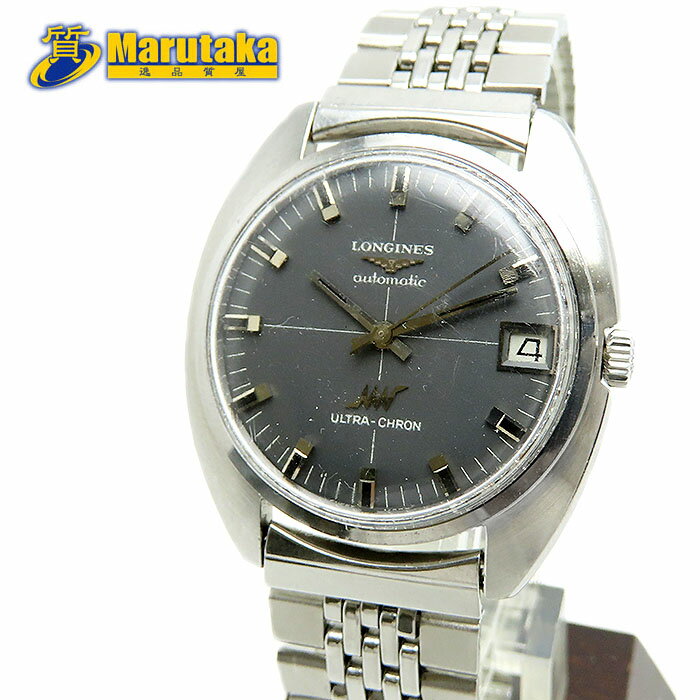 ロンジン ウルトラクロン 自動巻 グレー Cal.431 LONGINES Cラインケース 1967年頃 アンティーク ヴィンテージ ステンレス カレンダー デイト 希少 レア ULTRA-CHRON 時計 逸品質屋 丸高 尼崎 兵庫 a22-26-30 【中古】【送料無料】のサムネイル
