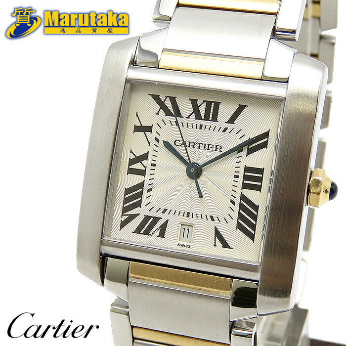 カルティエ タンクランセーズLM 自動巻 コンプリートサービス SS YG ステンレス イエローゴールド Cartier Tank Frances LM W51005Q4 コンビ メンズ カレンダー 腕時計 逸品質屋 丸高 尼崎 兵庫 a23k2 【中古】【送料無料】