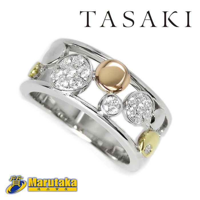 TASAKI K18WG ダイヤモンド リング 14号 ドット 水玉 透かし レディース 指輪 ホワイトゴールド タサキ 田崎 逸品質屋 丸高【中古】【送料無料】