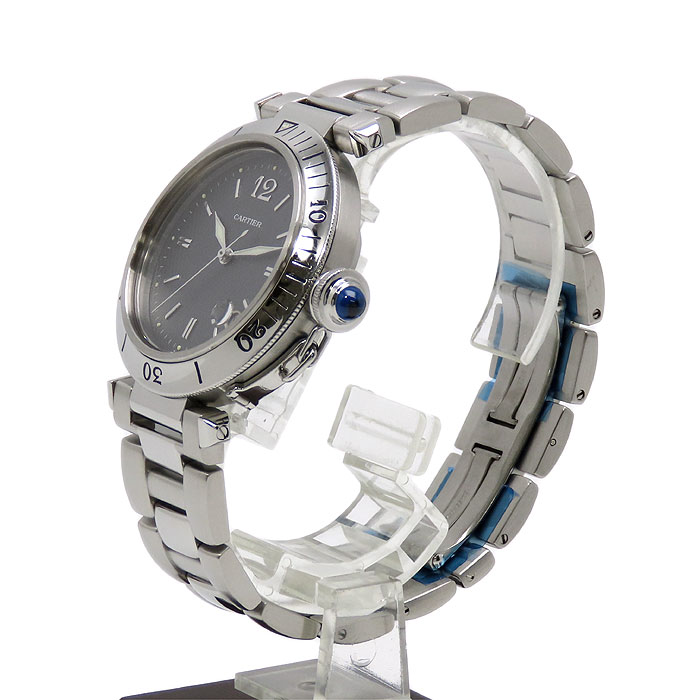 カルティエ パシャ 38mm W31017H3 ギョーシェ グレー メンズ ウォッチ cartier SS ...