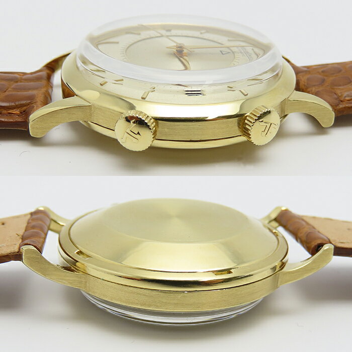 ジャガールクルト メモボックス アラーム ハーフローター K18 YG 自動巻 ヴィンテージ アンティーク 1970年代 JAEGER-LECOULTRE MEMOVOX ALARM 腕時計 逸品質屋 丸高 尼崎 兵庫 a24-29-1 【中古】【送料無料】