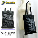 サンローラン SAINT LAURENT YSL トートバッグ 487967 コットン キャンバス ブラック ホワイト ロゴ プレート カジュアル【中古】【送料...