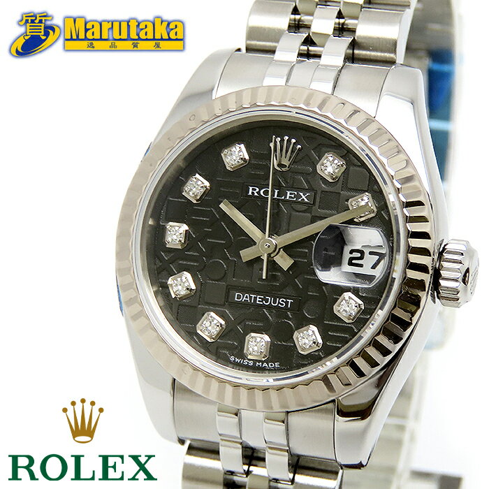 å 179174G Ȣ ݾڽ ֥å Ħԥ塼ʸ ǥȥ㥹 ƥ쥹 10PD D  SS/WG ROLEX DATEJUST BLACK NP ǥ ƥ ӻ ʼ ݹ  ʼ  a23-70 š̵ۡ