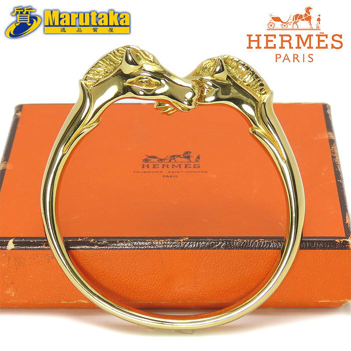 エルメス シュバルホース バングル GP ゴールドカラー ブレスレット cheval horse 馬 HERMES 逸品質屋 丸高【中古】【送料無料】