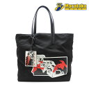 プラダ コミックパッチ トートバッグ 2VG019 ナイロン ブラック 軽量 黒 アニメ PRADA 男女兼用 逸品質屋 23-80-2【中古】【送料無料】