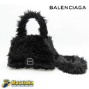 【バレンシアガ】BALENCIAGA アワーグラス S トップハンドル ファー ブラック 2WAY バッグ クロスボディバッグ 24k414-1【中古】【送料無...