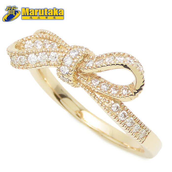 リボン モチーフ ピンクゴールド ダイヤモンド 0.32ct