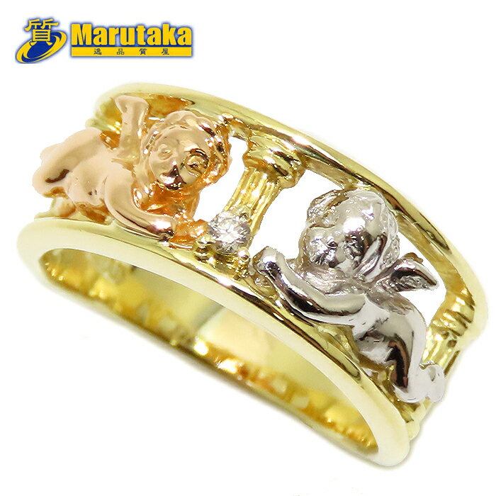 天使 透かし柄 イエローゴールド プラチナ ピンクゴー